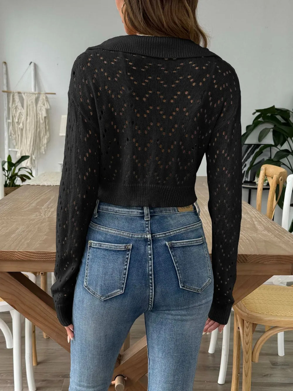 Sira · top de punto calado con cuello — vista 2