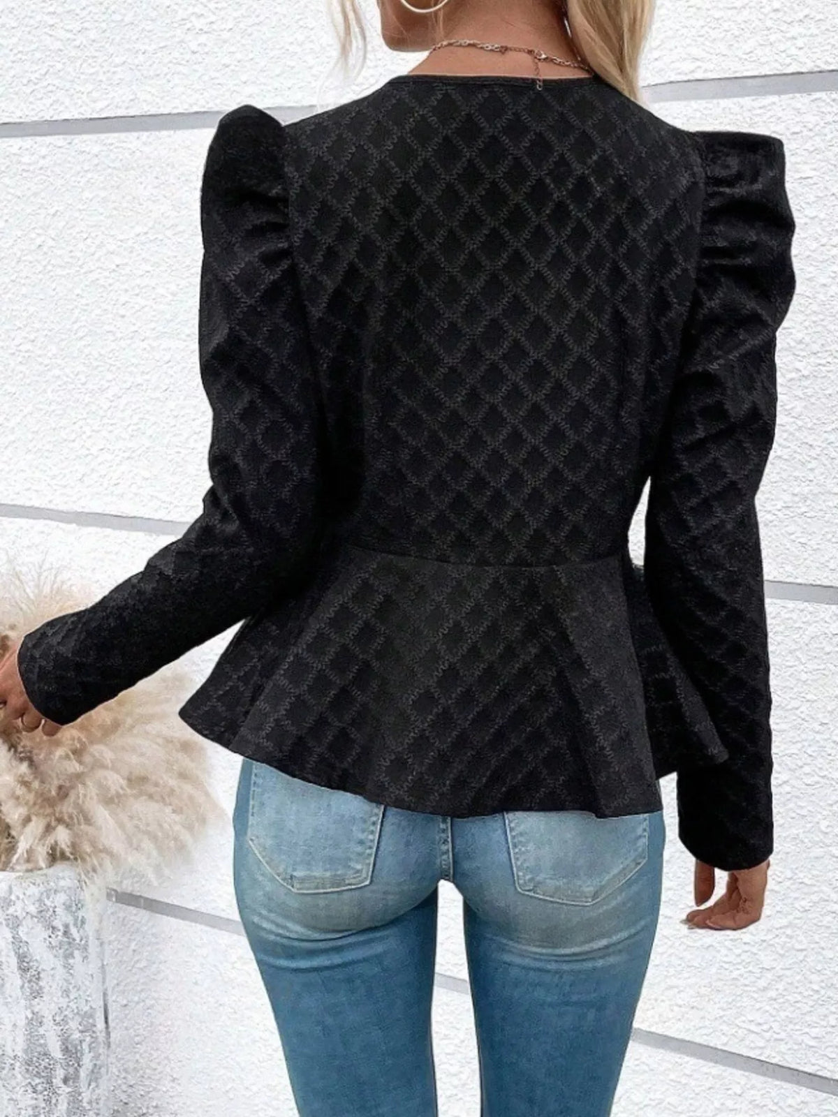 Berta · chaqueta de jacquard con manga abullonada — vista 3