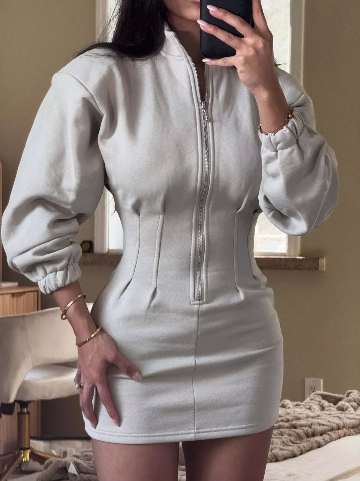 Lara · vestido corto de algodón con cremallera — vista 4