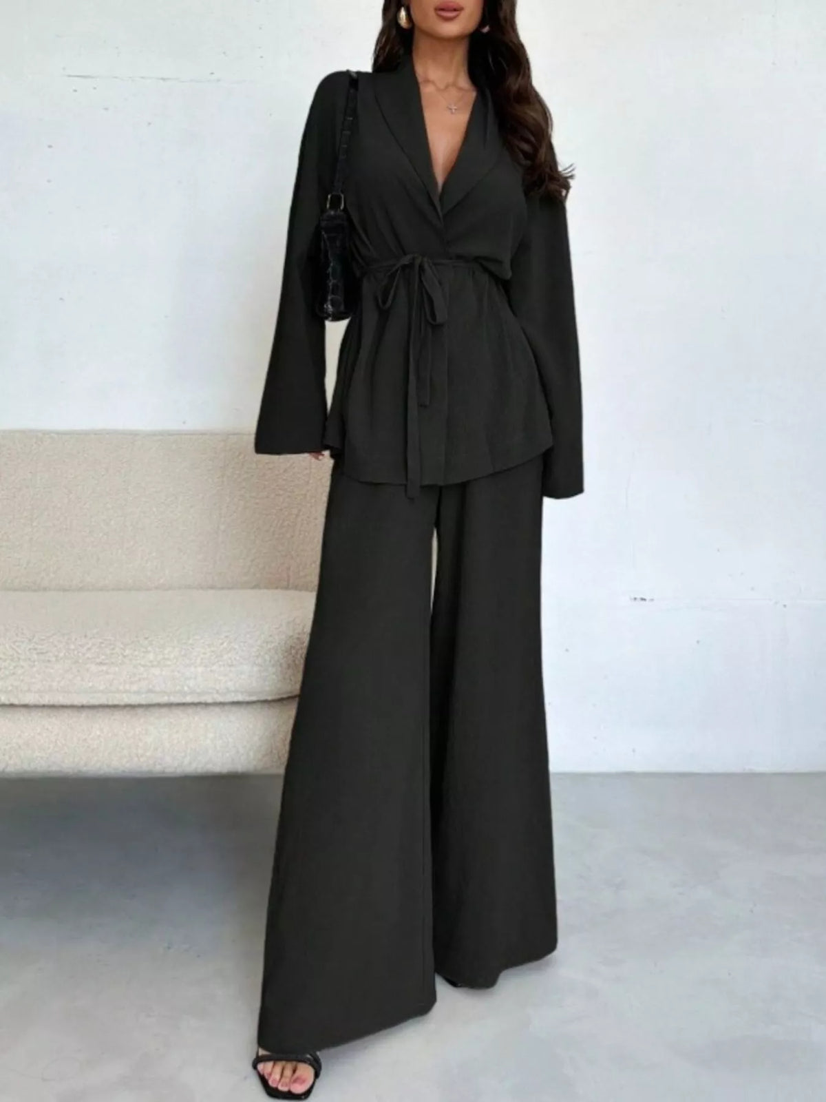 Cala · conjunto de top con lazada y pantalón ancho — vista 9
